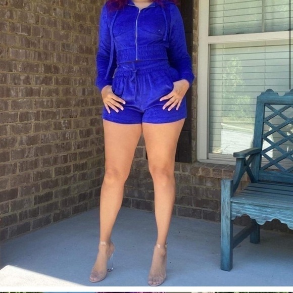 Hoodie Drawstring Short Set. Royal Blue. Large. NWT - Picture 4 of 6